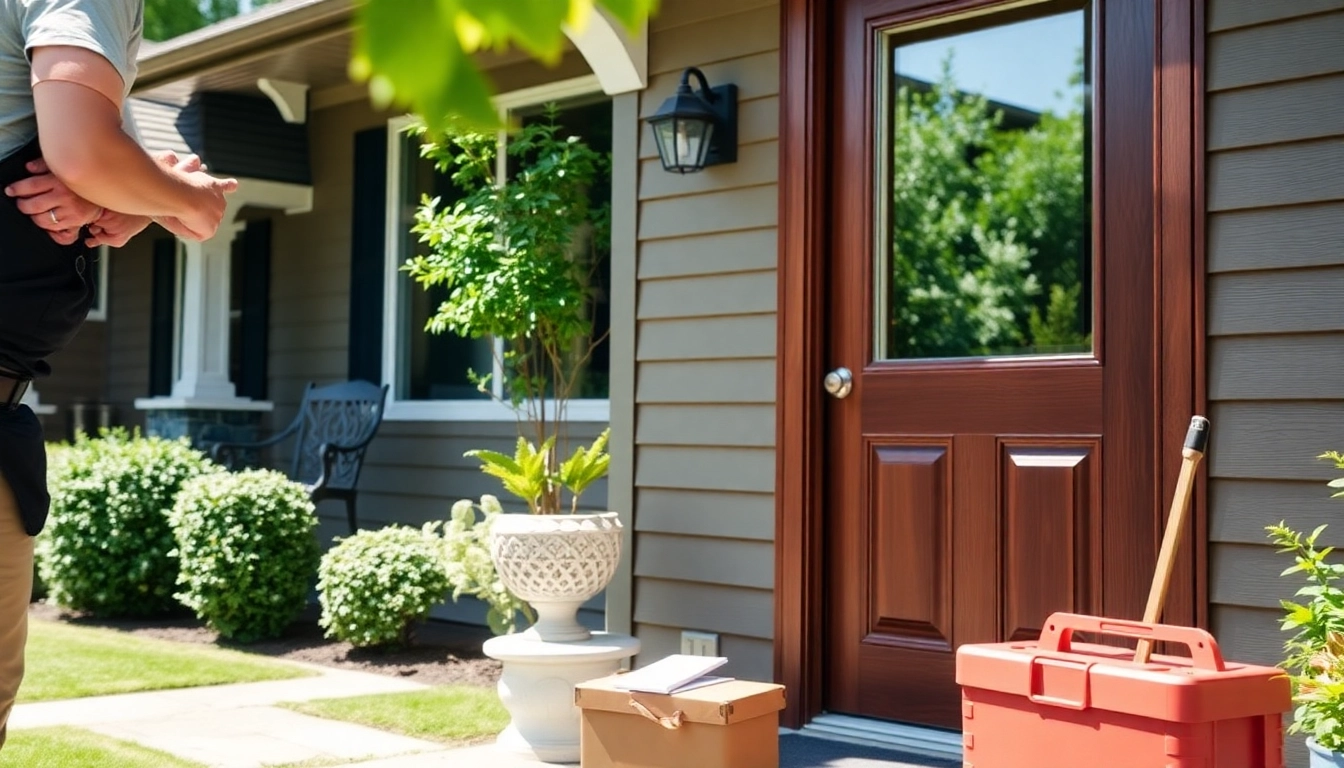 Enhance your home with Door Replacement Tigard Oregon featuring a skilled contractor at work.
