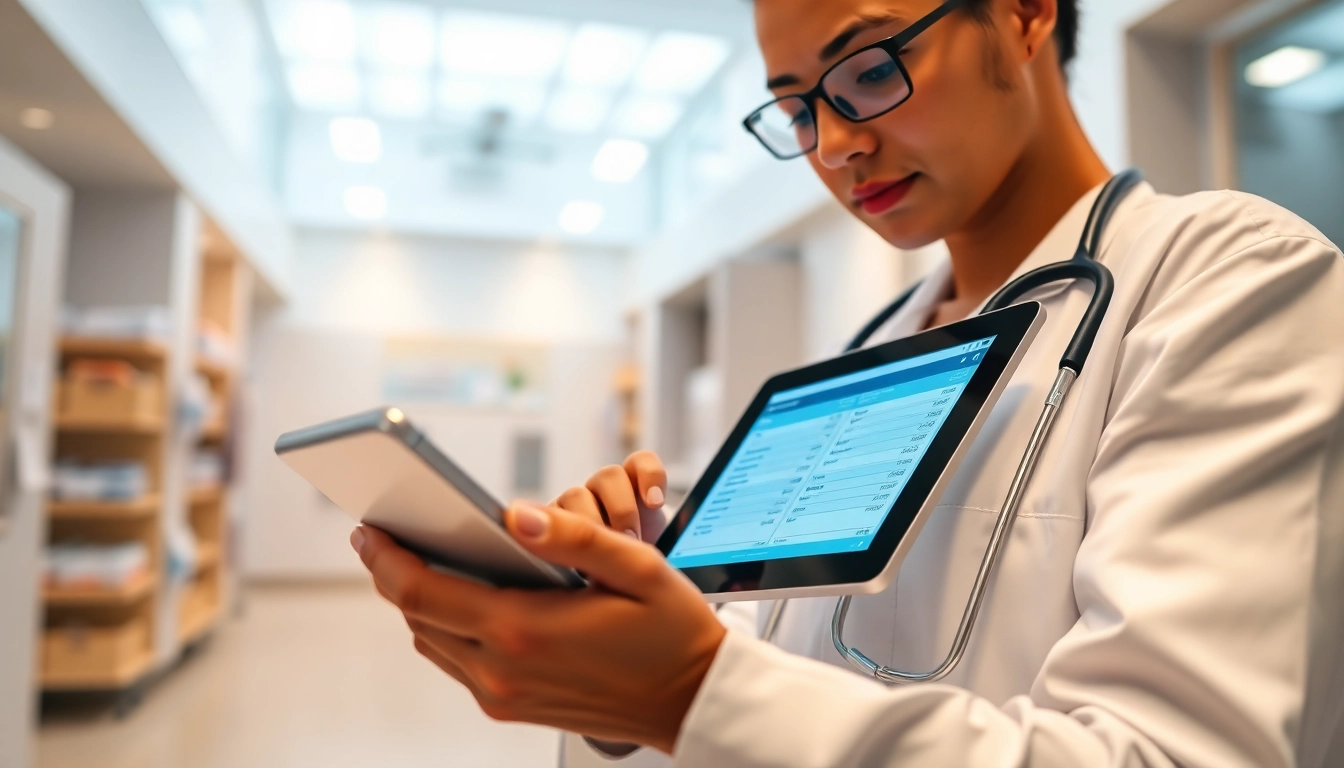 Streamlined healthcare with apps for electronic prescriptions enhancing efficiency in a modern clinic.